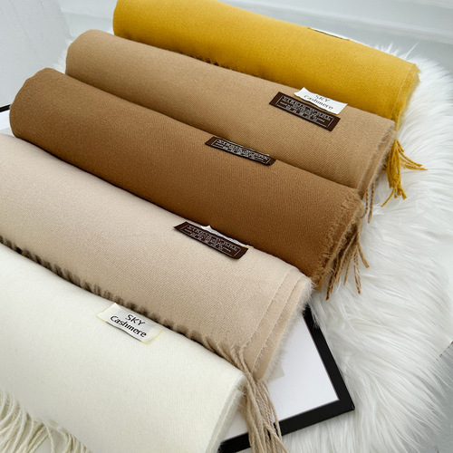 Scarf women's solid color imitation cashmere 2024 autumn and winter new fashion high-end mid-length warm scarf shawl neck scarf