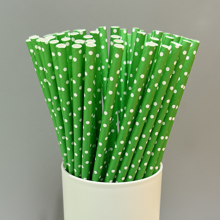 Gran cantidad en stock paja de papel desechable al por mayor paja de papel degradable paja de serie verde Verde Rayado fresco