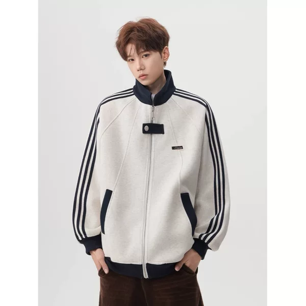 Youthful Versatile American-Style Striped Jacket for Men and Women, 2026 Spring New Design, Loose-Fitting Couple's Bomber Jacket