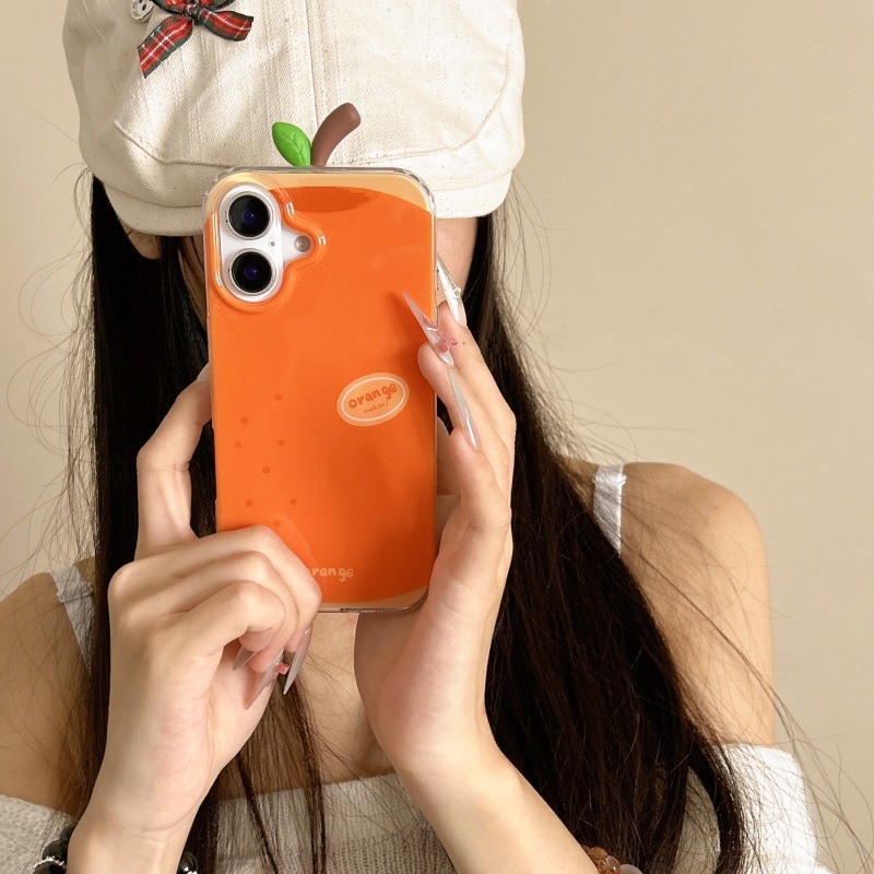 Creativa y divertida pera naranja tridimensional para Apple 15 funda para teléfono iphone16ProMax pareja 13 nuevo 14