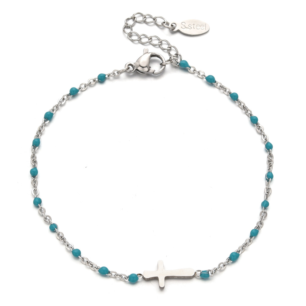 10g Weight Bracelets Classification 1 Piece Quantity Daily Occasion Stainless Steel Material Cross Pattern Women's Gender Enamel, Plating Design Simple Style Style Simple Style Cross Stainless Steel Enamel Plating Bracelets 6