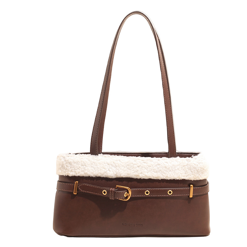 Otoño y invierno coreano bolsos de peluche de alta calidad para mujeres de viaje bolsos de hombro bajo la axila 2025 nuevo bolso de moda universal