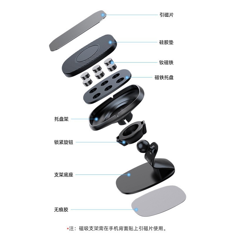 Magnetic suction car bracket 360-degree three-dimensional rotation car magnetic suction mobile phone bracket center console navigation bracket manufacturer
