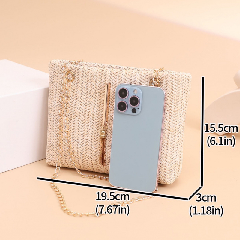 Bolso de cadena para mujeres 2025 nuevo bolso de cadena de verano coreano de moda tejido universal bolso de hombro de mujer image 2