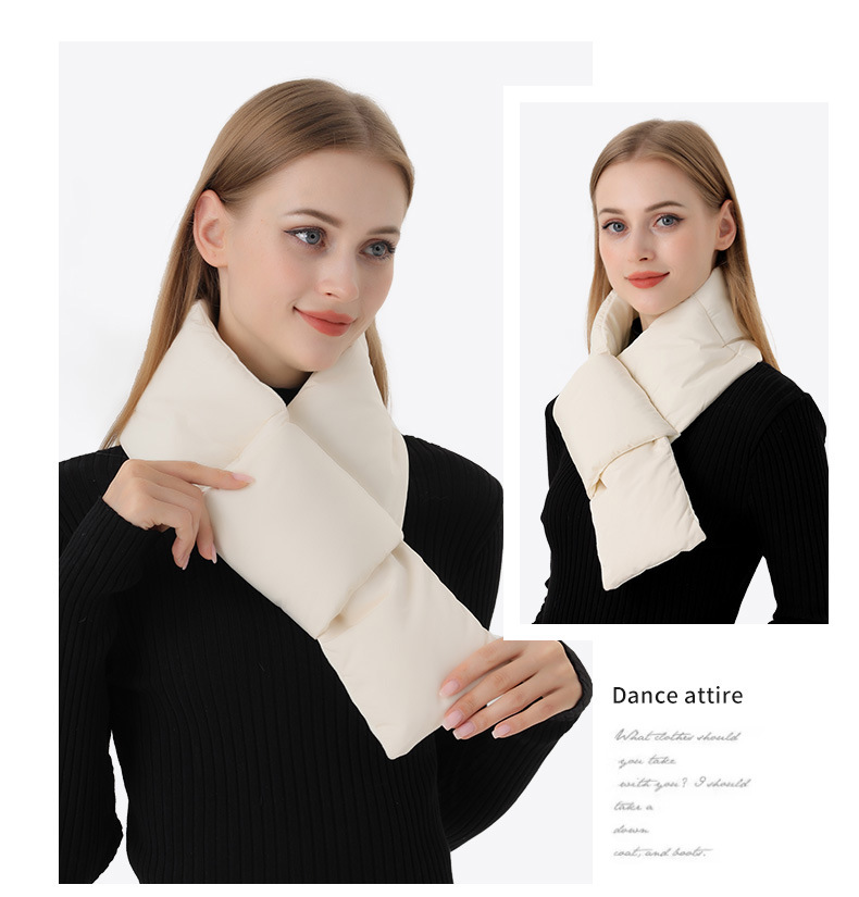 Winter Warm Scarf Women's Outdoor Sports Skiing Cold Cross Down Cotton Plush Pocket Neck_voghion.com