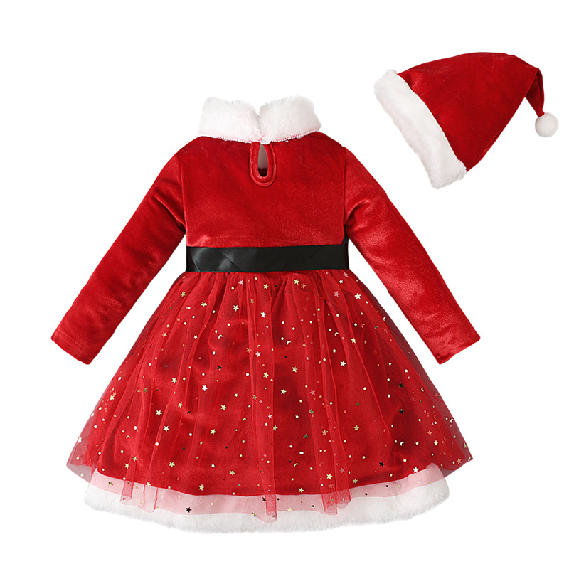 Christmas Fashion Solid Color Sequins Polyester Girls Dresses display picture 2