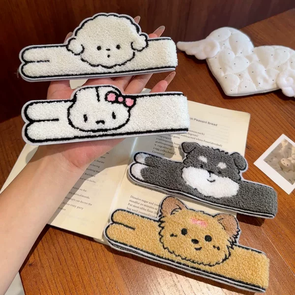 Soft and cute puppy Miffy long hair strips for girls to fix stray hair, non-slip bangs stickers for face washing and makeup