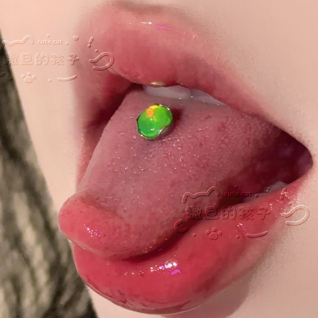 Satan's Child Long-Termism F136 Titanium Alloy Aurora Opal Jelly Tongue Nail Drinkable Tongue Ring detail image 4