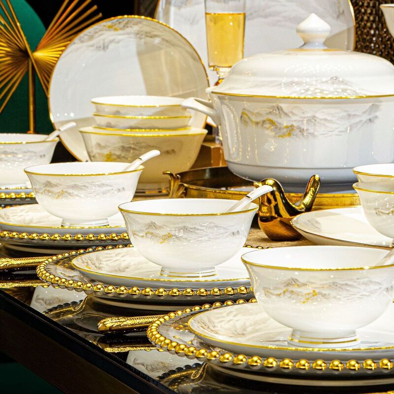 Dinnerware set for home use, 2026 new model, Chinese style, high aesthetic value, Jingdezhen ceramic tableware, bowls and plates for housewarming Dinnerware set for home use, 2026 new model, Chinese style, high aesthetic value, Jingdezhen ceramic tableware, bowls and plates for housewarming