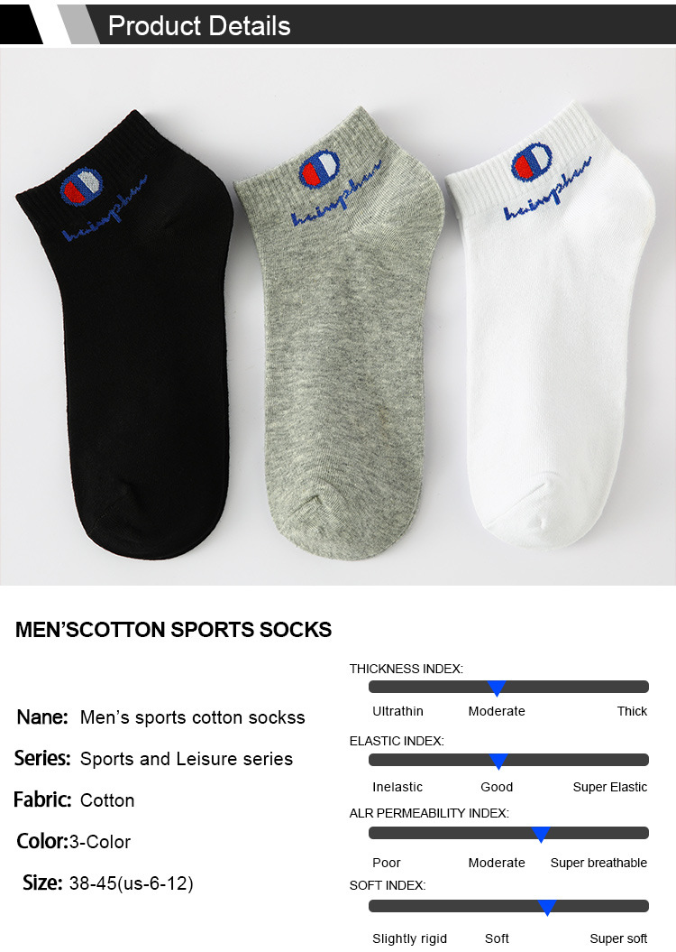 Mens Ankle Socks - Cotton Athletic Socks Breathable Black  White Classic Fashion 51020 Pairs