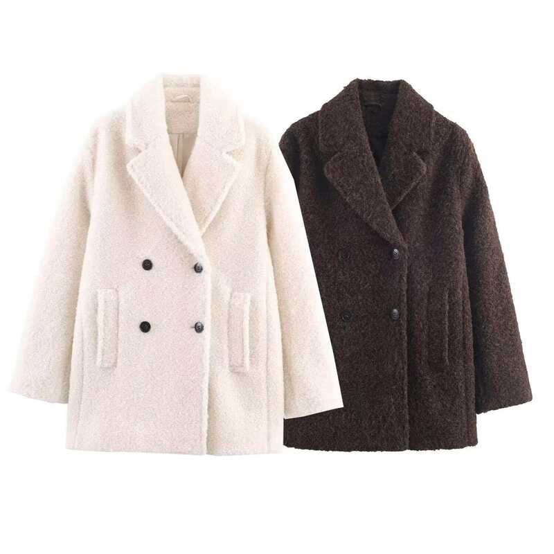 Za Cross-Border European and American Export Women's Clothing Aliexpress Popular Autum Fashion Versatile Two-Color Suli Velvet Coat Za Cross-Border European and American Export Women's Clothing Aliexpress Popular Autum Fashion Versatile Two-Color Suli Velvet Coat