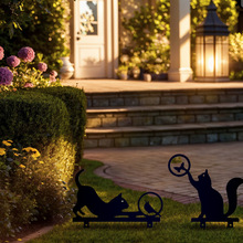 跨境热卖金属猫抓蝴蝶户外圆林装饰摆件花园公园铁艺地插工艺品