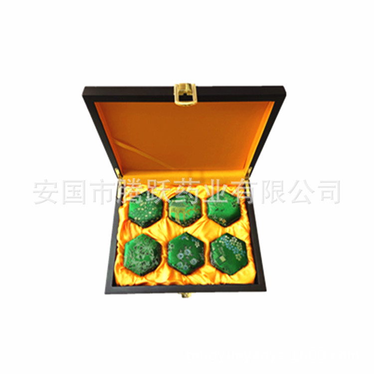 Wooden Gift Box Empty Brocade Lined Red Yellow for Herbal Pills Jewelry Storage 21cm preparation