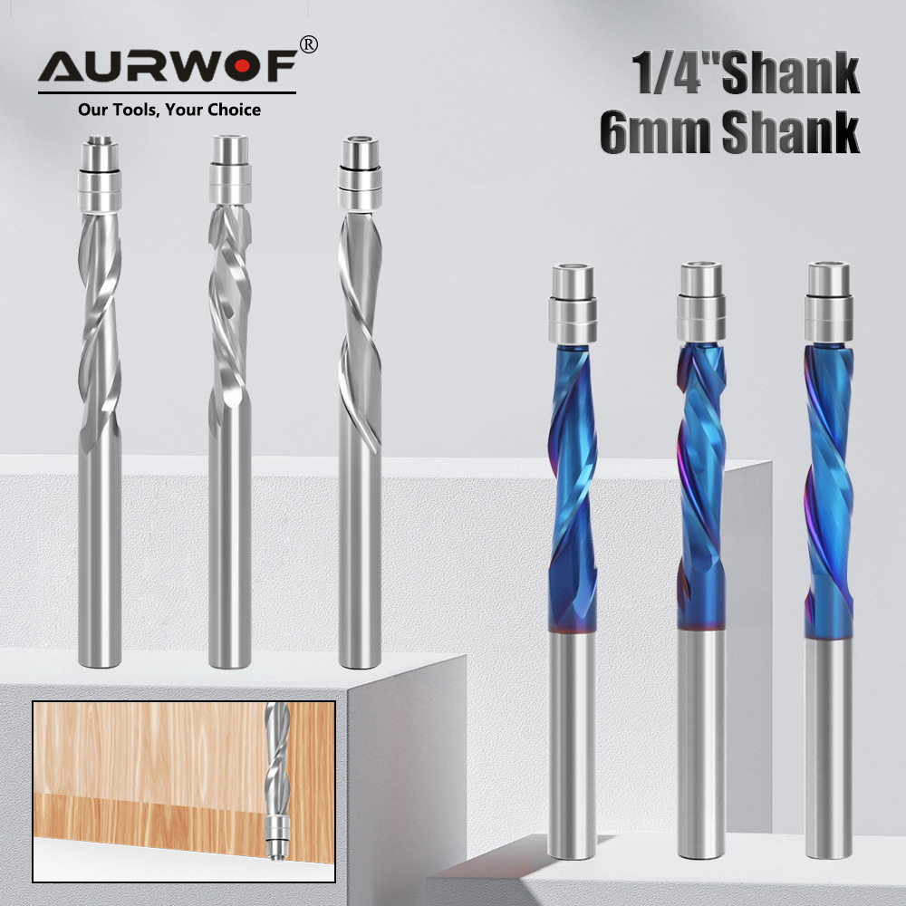 6/6.35柄整体合金修边刀蓝纳米雕刻铣刀整体合金硬质合金铣刀刃具