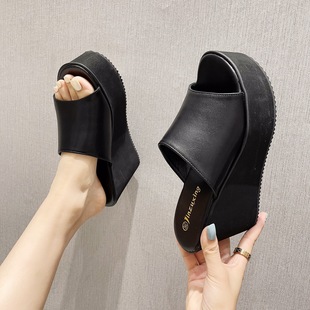 331-53 high heel wedge sandals with no tired feet 10CM platform platform platform thick bottom lightweight fashionable hidden height increasing slippers for women