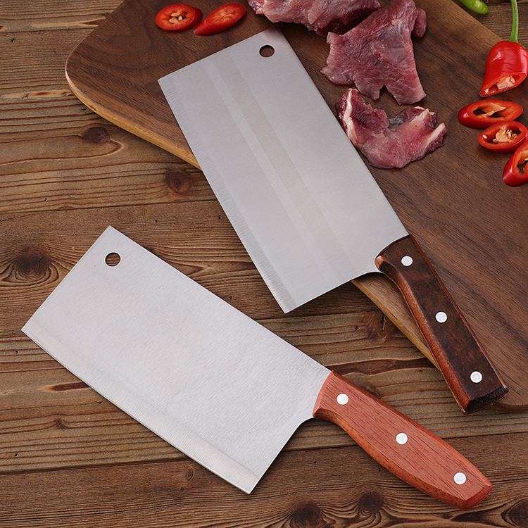 不锈钢菜刀厨师刀家用切菜刀厨房刀具厨用木柄切片刀切肉刀商用