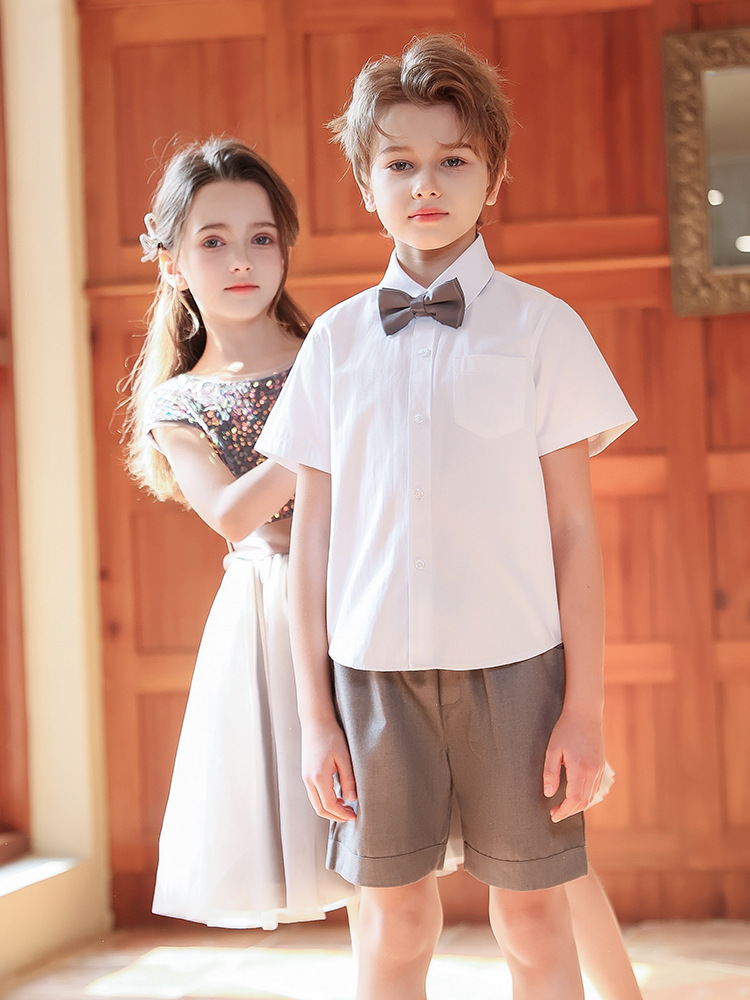 Vestido de presentación infantil del Día del Niño, vestido pequeño del anfitrión, vestido de coro de estudiantes de primaria y secundaria, vestido de presentación de recitación