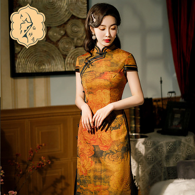 Retro Chinese Dress oriental old shanghai Qipao woman dress during daily on the improved model of collar outfit