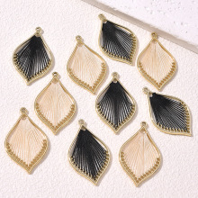 时尚优雅复古风合金镂空彩色编织线叶子造型DIY饰品项链耳环配件