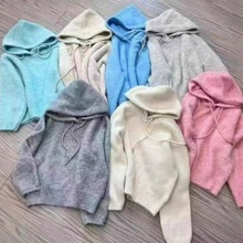 连帽套头毛衣女秋冬新款外穿浣熊绒宽松时尚韩系休闲百搭针织毛衣