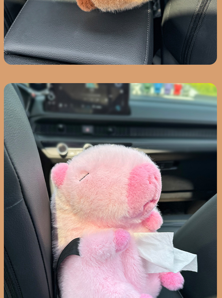 Car-mounted tissue box cartoon creative car use hanging plush car cartoon tissue bag