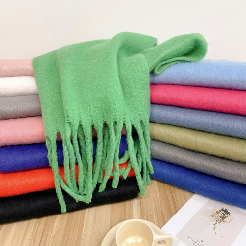 Mohair scarf solid color small sweet potato warm mid-length scarf winter shawl scarf outer wear European and American wholesale