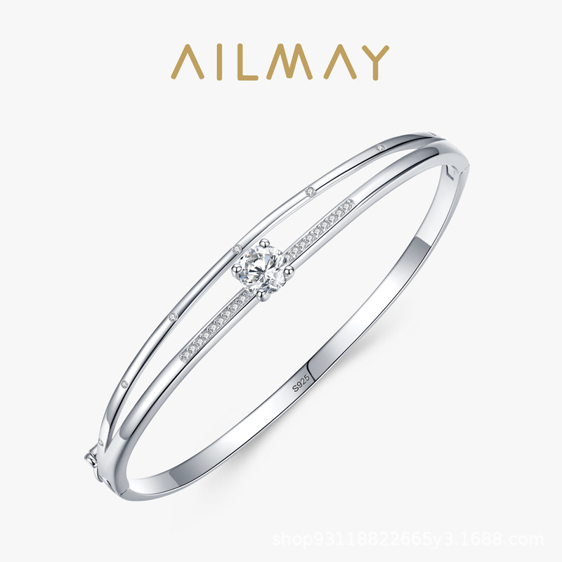 s925 silver bracelet women's simple design small fresh double-layer single diamond bracelet Korean sweet lady hand jewelry wholesale