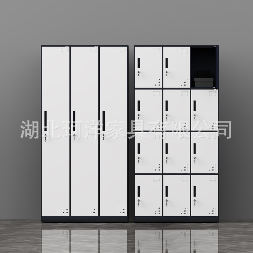 定制钢制更衣柜拆装套色四门带锁窄边储物柜六门员工宿舍更换衣柜