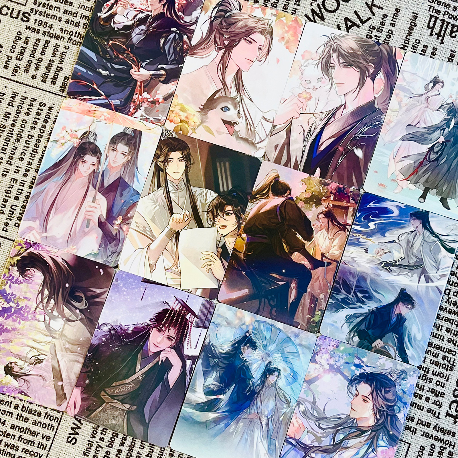 Laser high-definition lamination corner rounded LOMO card small card of 55 pieces in a box, featuring Erha and His White Cat Master's Accessories