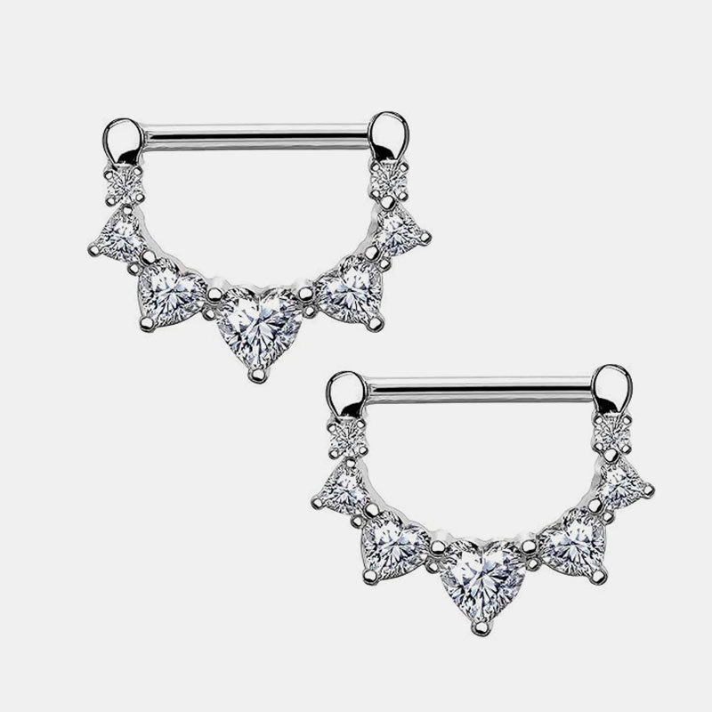 Stainless Steel Nipple Ring with Bowknot, Heart Zircon & Devil Wings - Custom Design detail image 15