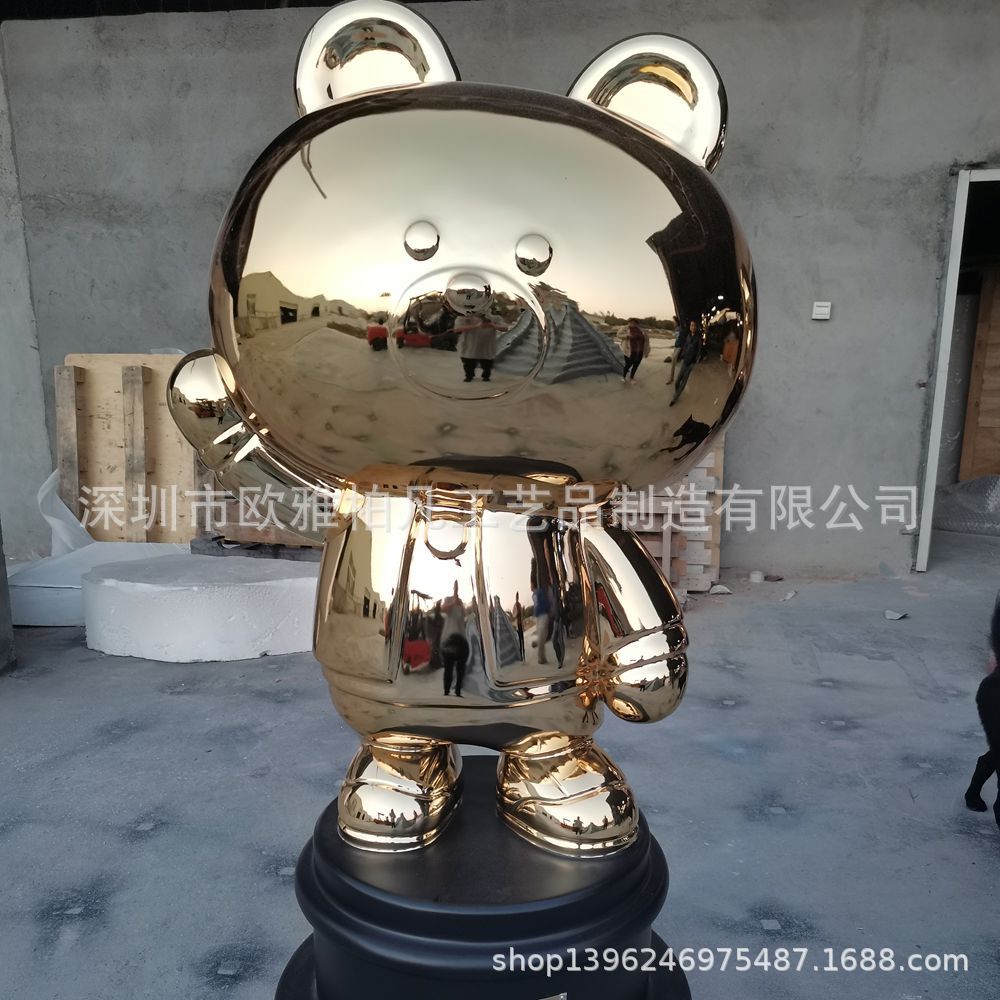 卡通玻璃钢 布朗熊 可妮兔 网红雕塑摆件商场 奶茶门口拍照装饰品