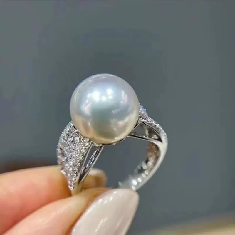 Pearl Ring Natural Freshwater Extra Large Single Large White Comparable to Australian White 925 Silver Plated Ring 12-13mm Elegant