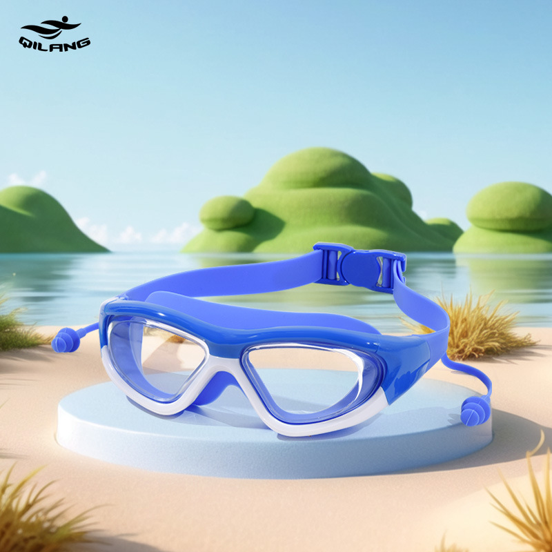 Gafas de Natación Infantiles Marco Grande de Policarbonato, Antivaho, Visión HD