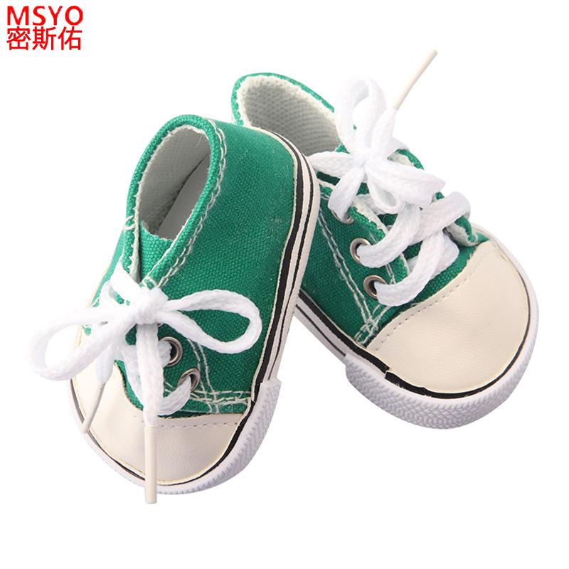 18 pulgadas American Girl muñeca zapatos 43cm muñeca lindo arco amor lentejuelas zapatos muñeca zapatos de lona