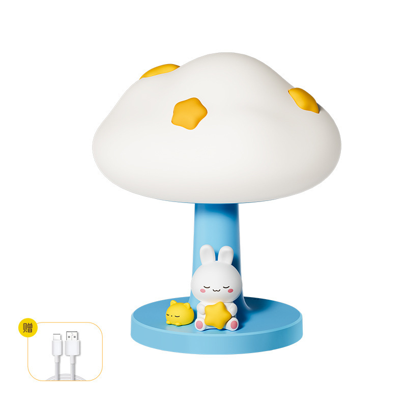 Nube lámpara de mesa dormitorio noche nube de dibujos animados lámpara de dormir niños estudiante de Escritorio USB recargable LED pequeña lámpara de mesa
