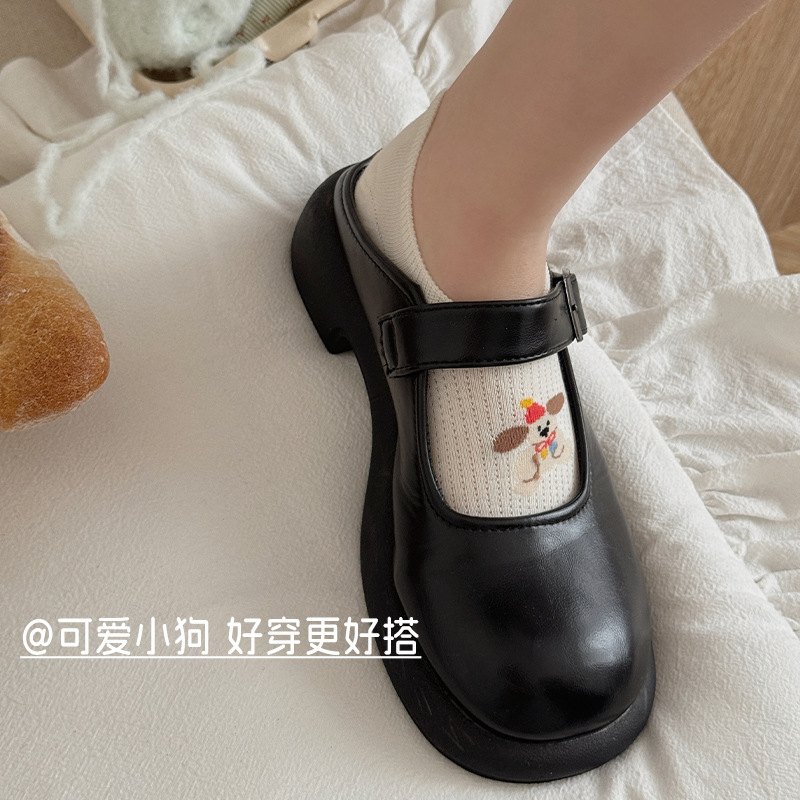 Calcetines Zhuji Calcetines finos de verano para mujer Calcetines invisibles transpirables Boca baja Antideslizante Calcetines lindos para mujer cachorro