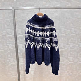 正确版原标现货D家棉羊毛提花高领针织毛衣休闲宽松百搭男女同款