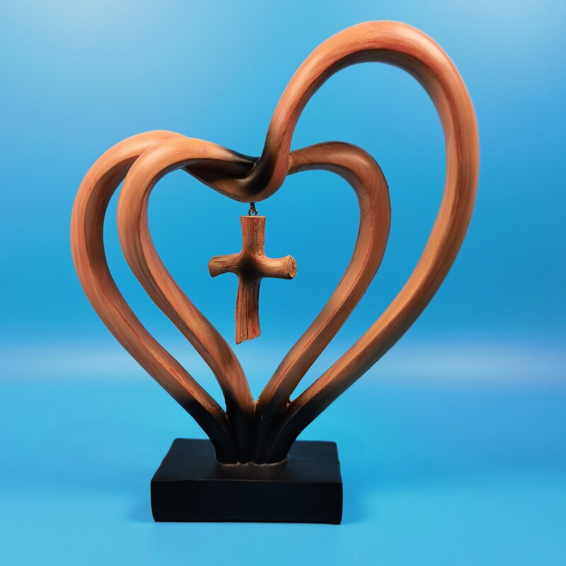 Love Cross Decoration Modern Simple Resin Gift Home Love Wood Grain Cross Mother's Day Gift