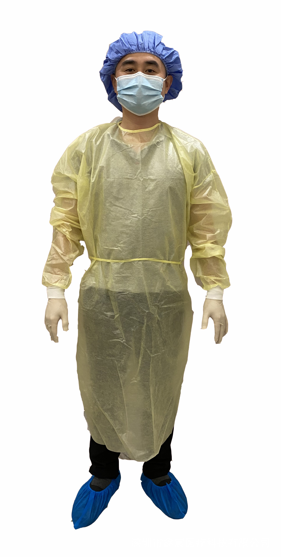 一次性隔离衣黄色防护服SMS无纺布螺纹袖口反穿衣防护服加厚 
