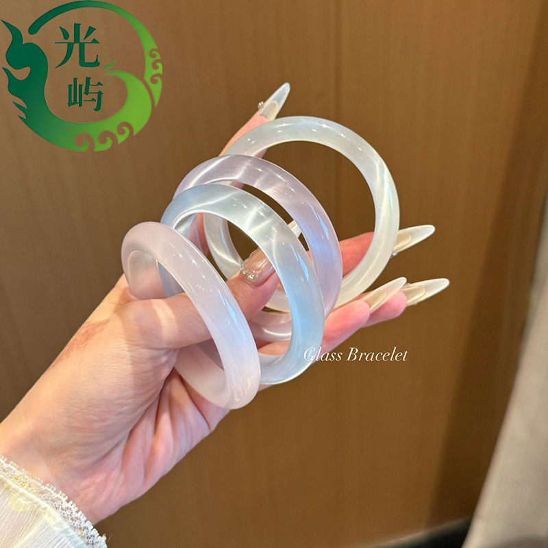 Step-By-Step Journey of White Moonlight Ice-Type Cat's Eye Bracelet for Women, Ancient Style Simple Bracelet, Chinese Style Jewelry, Artistic Retro