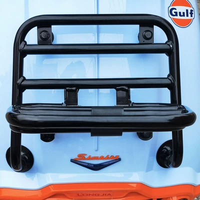 Motorcycle tail 150Si300Si modified folding backrest - bright-black-carbon-steel-front-shelf-requires-punching-installation