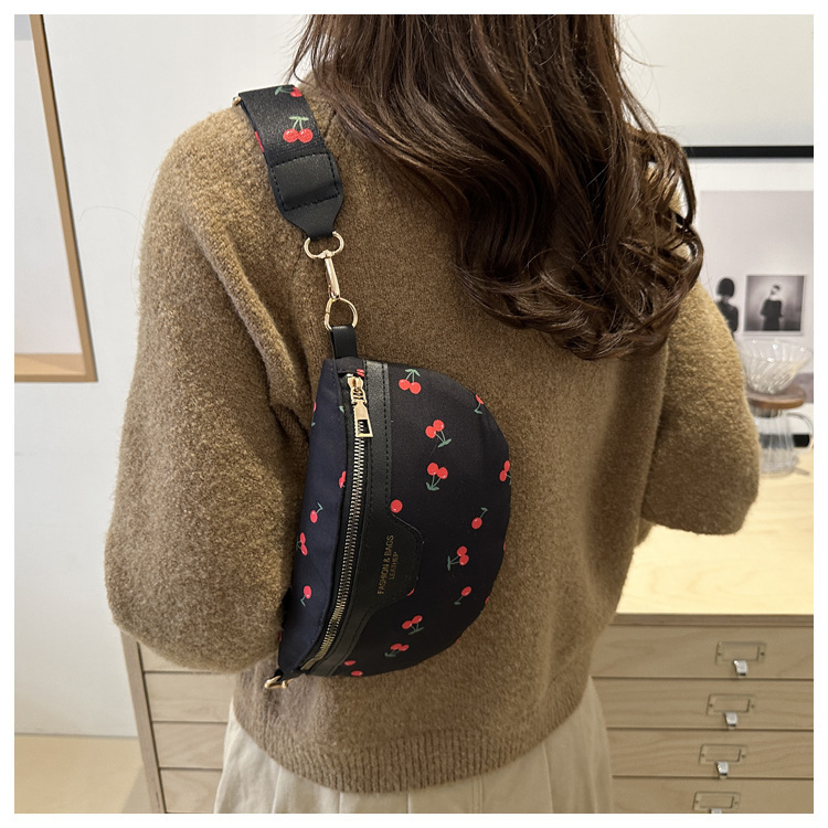 97g Weight Polyester Lining Material Zipper Closure Type Single Shoulder Strap Strap Type Fanny Pack Bags Type Holiday, Daily Occasion PU Material Cherry Pattern All Seasons Season Women's Gender Cute, Streetwear Style Dumpling Shape Shape Women's Cute Streetwear Cherry PU Waist Bags 11