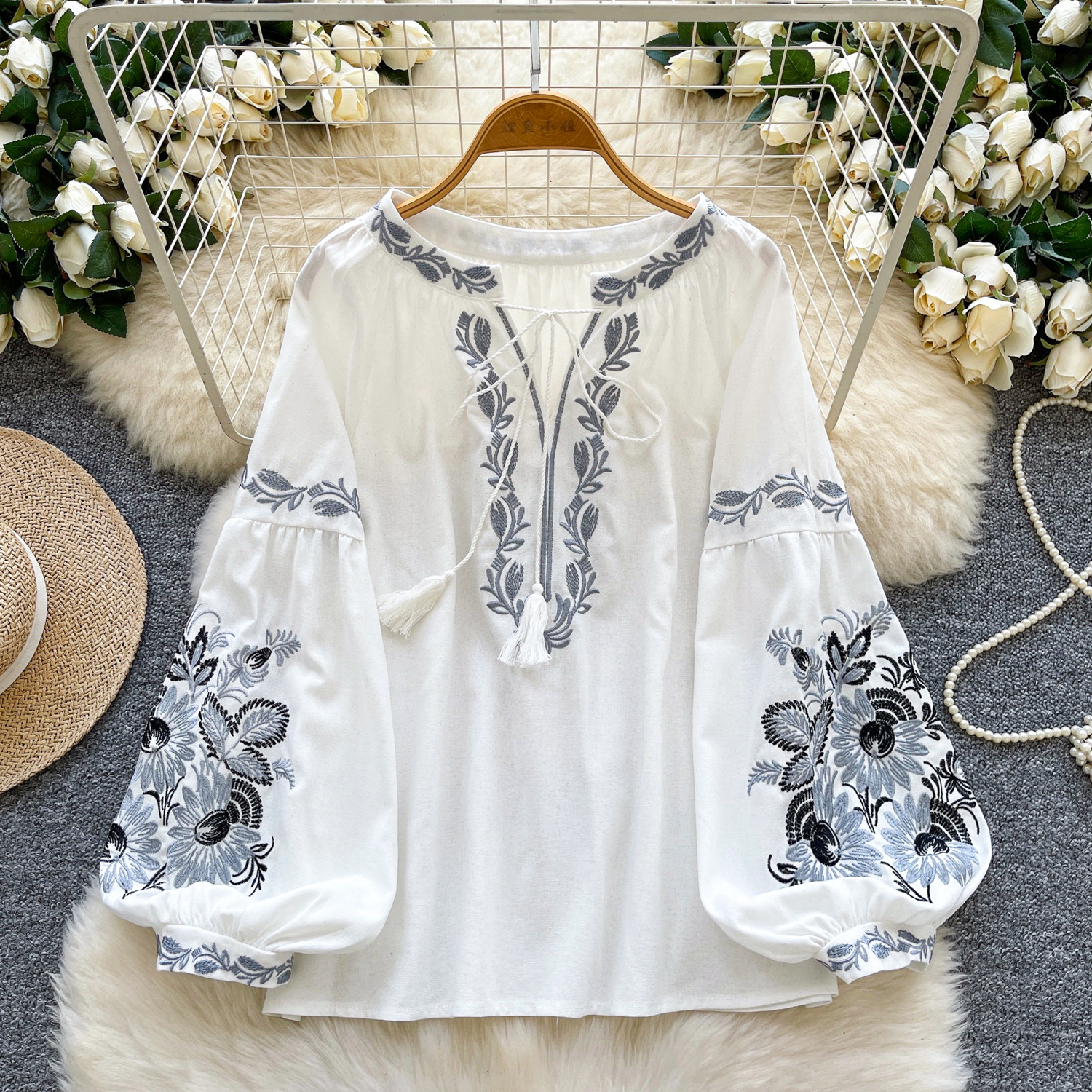Retro ethnic autumn shirt