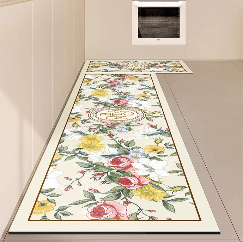 Cocina de estilo americano impermeable a prueba de aceite antideslizante resistente a las manchas alfombra de piso hogar lavable alfombra de cuero alfombra de la puerta