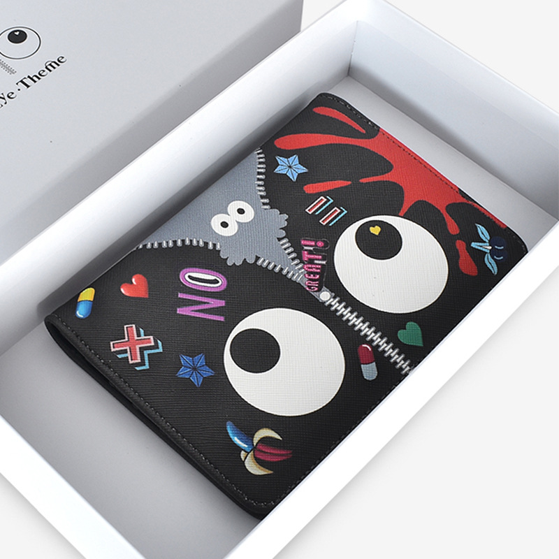 Bolso de pasaporte con estampado neutro de ojos grandes para hombres y mujeres, estuche para tarjetas, microfibra A157 #