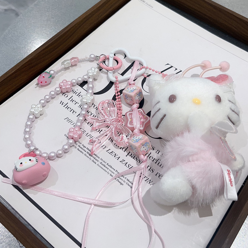 花田密语天使kt包挂粉色甜美系饰品百搭挂件少女心可爱钥匙扣新款|undefined