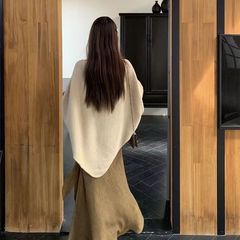 宽松慵懒风长袖上衣法式气质大码胖mm显瘦针织衫女2025秋冬新款