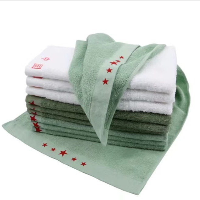 Standard towels for student military training summer camp, green towels, army green towels, outdoor dormitory daily use, military training towels
