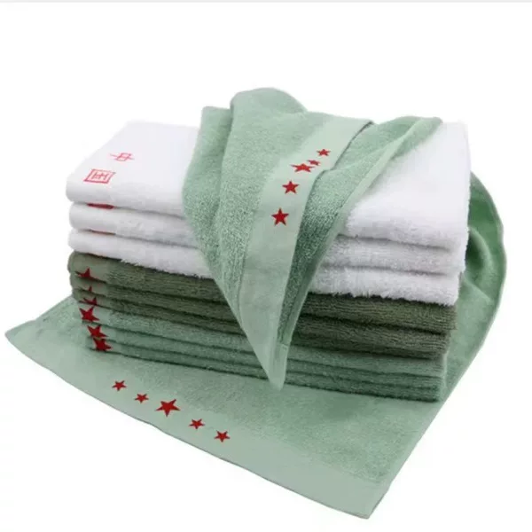 Standard towels for student military training summer camp, green towels, army green towels, outdoor dormitory daily use, military training towels
