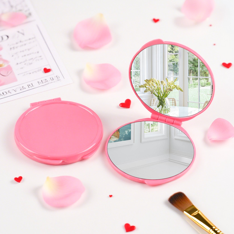 Nuevo espejo redondo pequeño, mini espejo plegable con logo impreso, espejo de doble cara, espejo portátil de alta definición, espejo pequeño al por mayor